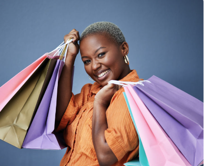 Happy customer with their purchases